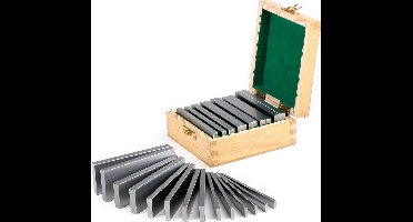 HBM 7-delige parallelset Model 1, 0,005 mm tolerantie, voor metaal en hout, met houten opbergkoffer