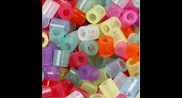 Strijkkralen, afm 5x5 mm, gatgrootte 2,5 mm , glitterkleuren, 30000 div