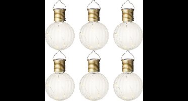 Lumineo Solar led hanglamp - set 6x - zonne-energie - kunststof - warm wit