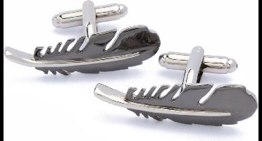 Manchetknopen - Veer Veren Donker Metaal Zwart