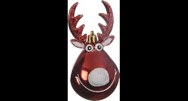 Decoris Rendier Kersthanger - Plastic - Ø 11,5 cm - Rood