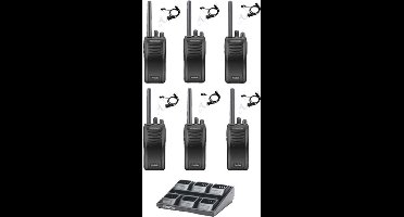 Set van 6 stuks Kenwood TK-3501 PMR446 met beveiliging oortje en multilader