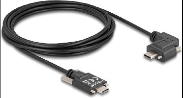Delock USB 2.0 Cable USB Type-C™ male with screws to USB Type-C™ male with screws angled left / right PD 3.0 60 W 3 m