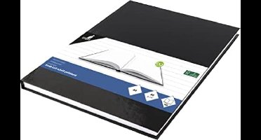 Notitieboek A4 harde kaft, gelinieerd, 80 gram, 80 pagina's gelinieerd met zijlijn, 29.7x21.1x1.2