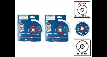 Bosch X-LOCK diamantmetalen schijven doorslijpschijf 125 x 22,23 mm ( 2x 2608900533 ) Expert 2 stuks voor X-LOCK haakse slijper
