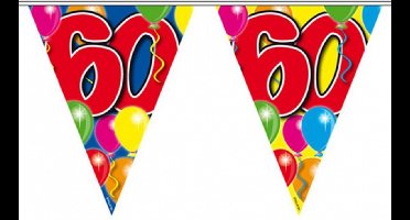 Vlaggenlijn 60 jaar - 2x - 10 meter - plastic - 60e verjaardag slinger - vlaggetjes - leeftijd versiering