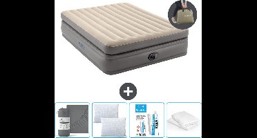 Intex Luchtbed - 2-Persoons - 152 x 203 x 51 cm - Grijs - Inclusief pomp - Hoeslaken - Kussen - Kussenbeschermer en Reparatieset