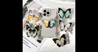 Telefoonringhouder - Universele Telefoongreep - Gekleurde Vlinder - Telefoonbutton - Telefoongrip - Standaard voor Telefoons en Tablets - Uitklapbaar - Kleur K