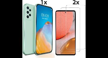 Hoesje Geschikt Voor Samsung Galaxy A72 Hoesje Soft Nano Silicone Backcover Gel Turqoise Met 2x Glazen Screenprotector