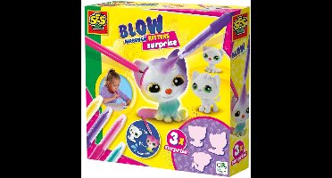 SES Creative - Blow Airbrush Pens - Kittens Suprise - Knutselen Meisjes - 4 Pennen en 3 Kittens - Herbruikbaar - Vanaf 5 jaar