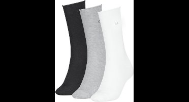 Calvin Klein Damessokken Classic Rolltop 3-Pack Wit/Grijs/Zwart