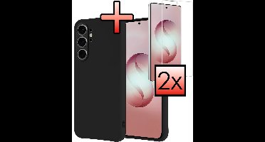 Hoesje - Met 2x Screenprotector - Geschikt voor Samsung Galaxy S26 Ultra - Sterk & Shockproof - Back Cover - Siliconen Case - Telefoon Hoes - Zwart