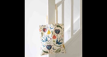 Something Different - Cream Folk Print Polycotton Tote bag - Multicolours