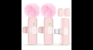 Draadloze dasspeldmicrofoon, ondersteunt draadloze en USB-C-opname - Plug-and-play audio met één druk op de knop, geschikt voor smartphones/tablets/laptops - Draagbare microfoon