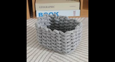 1 Stuk, Kleine Geweven Vierkante Mand, Gebruikt Voor Opslag En Sorteren, Leuke Mini Katoenen Touw Mand, Geschikt Voor Kinderdagverblijven, Slaapkamers, Kantoren (Grijs)