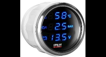 Zwarte digitale 3-in-1 manometer - 52mm