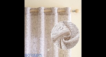 Gordijnen - Linnenlook - 140 x 160 cm - Wit - Set van 2