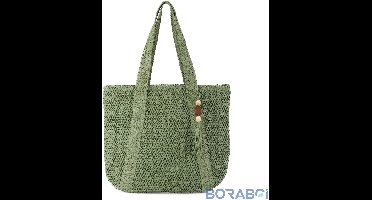 Geweven Schoudertas - Groen - 42x37 cm - Stro