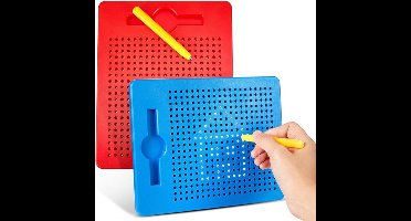 2 stuks magnetische tekenborden voor kinderen - Magnetisch bord - Kinder magnetisch tekenbord - Met pen - Magnetisch spel - Geschikt voor kinderen vanaf 3 jaar (Rood + Blauw)