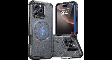 ESR Cyber Armor HaloLock Hoesje Geschikt voor Apple iPhone 16 Pro Max - Compatibel met MagSafe - Back Cover met Standaard Grijs