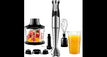 Core® Staafmixer Set – 6-in-1 Staafmixerset Met 2 Snelheden en Turbofunctie – Hakmolen - Roestvrij - 25cm x 23cm x 14cm