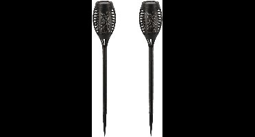 Pro Garden Solar tuinlamp / fakkel / prikspot - 2x - vlameffect - zonne-energie - 51 cm