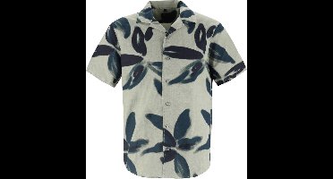 OLYMP Casual regular fit overhemd - korte mouw - popeline - olijfgroen dessin - Strijkvriendelijk - Boordmaat: 43 - 44