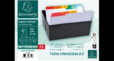 Exacompta 10x Tabbladen voor steekkaartenbakken - bedrukt met A-Z wit karton 160g - 25 tabs - A6 - Wit - 13997E