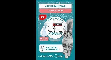 Purina ONE Kattenvoer Nat Hydralife Adult Pouch Zalm - 4 x 6 x 50 gr - Voordeelverpakking