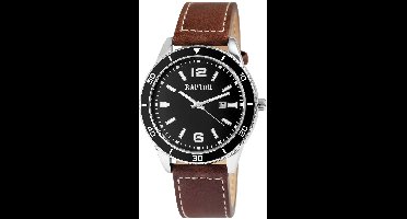 Raptor Herenhorloge van echt leer Simon met echte leren band, datumweergave, Superluminova