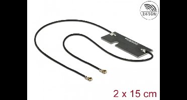 Delock WLAN 802.11 ac/a/h/b/g/n Twin Antenna 2 x I-PEX Inc., MHF® 4L plug 3 - 5 dBi 1.13 2 x 15 cm PCB internal self adhesive