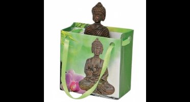 Wurm Boeddha - bruin - polyserin - in cadeautasje - H5 cm - beeld - cadeau