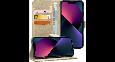 Hoesje geschikt voor iPhone 13 Mini - Book Case Kunstleer Wallet - Goud