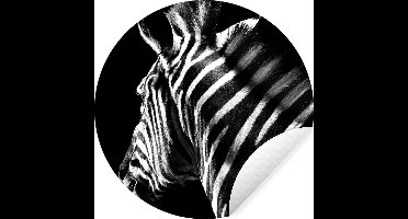 WallCircle - Muurstickers - Behangcirkel - Zebra - Dier - Wit - zwart wit - ⌀ 30 cm - Muurcirkel - Zelfklevend - Ronde Behangsticker