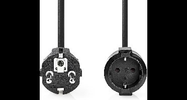 Stroomkabel - Type F (CEE 7/7) Male - Type F (CEE 7/7) Female - Recht - Recht - Vernikkeld - 3.00 m - Rond - PVC - Zwart - Envelop