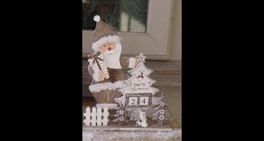 Xmas kalender kerstman met kerstboom hout 22 cm | kerstdecoratie | TCL-310682 | La Galleria