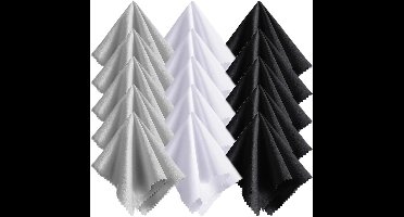 Allecto Plus - Set van 15 microvezel brillenpoetsdoekjes voor lenzen, brillen en beeldschermen - zwart, wit, grijs - reinigingsdoekjes voor tablets