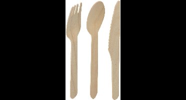 Excellent Houseware wegwerp bestek - hout - 120 delig - wegwerp - lepels - messen - vorken - 16 cm - BBQ - Verjaardag