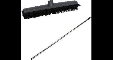 Rubberen bezem - L120 cm - rubber/chroom - zilver - kappersbezem - binnen