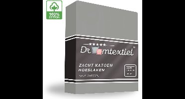 Droomtextiel Zacht Katoenen Hoeslaken Grijs 90x200 cm - Hoge Hoek - Perfecte Pasvorm - Heerlijk Zacht