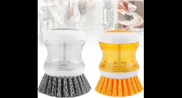 Allecto Plus - 2-delige Afwasborstel Set met Zeepdispenser - Keukenborstel met Handvat - Multifunctionele Schoonmaakborstel voor Schone Borden, Potten, en Gootstenen