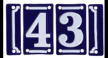 Best for Boots huisnummer 43 met sierrand - Oudhollands - emaille - blauw/wit