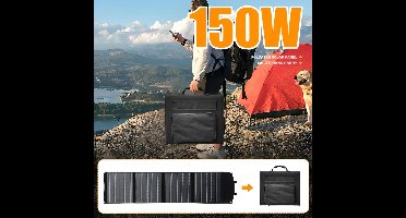 Opvouwbaar Monokristallijn Zonnepaneel – Draagbaar Zonnecelpaneel – Campingpaneel – USB Zonnepaneel – 150W Vermogen – Compact Lichtgewicht