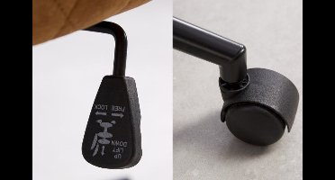 In hoogte verstelbare bureaustoel EUPHORIA mosterdgeel fluweel met decoratieve stiksels - 40866