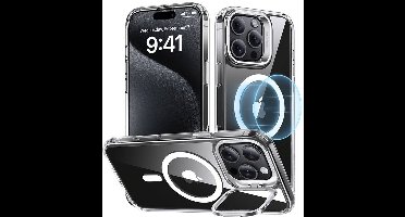 ESR Hoesje Geschikt voor Apple iPhone 16 Pro Max - Classic Hybrid HaloLock - Compatibel met MagSafe en ESR HaloLock - Back Cover met Standaard - Camera Kickstand - Transparant