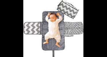 Draagbare aankleedmat, afwisbaar, waterdicht, opvouwbaar babyaankleedkussen, luiertas voor onderweg, luierkussen op reis (grijs)