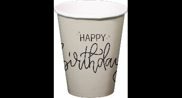 Folat - Crème noir bekers happy birthday - 8 stuks - 250 ml