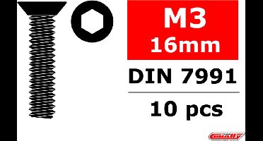 Team Corally - Staal schroeven M3 x 16mm - Verzonkenkop binnenzeskant - 10 st