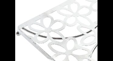 Items Pannenonderzetter - vierkant - bloemen patroon - 18 x 18 cm - zilver - metaal - sierlijk - stijlvol