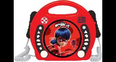 Lexibook Miraculous Ladybug CD-speler met 2 geÃ¯ntegreerde microfoons, Programmeerfunctie, Koptelefoonaansluiting, voor kinderen, Werk met AC of batterij, Rood/Zwart, RCDK100MI